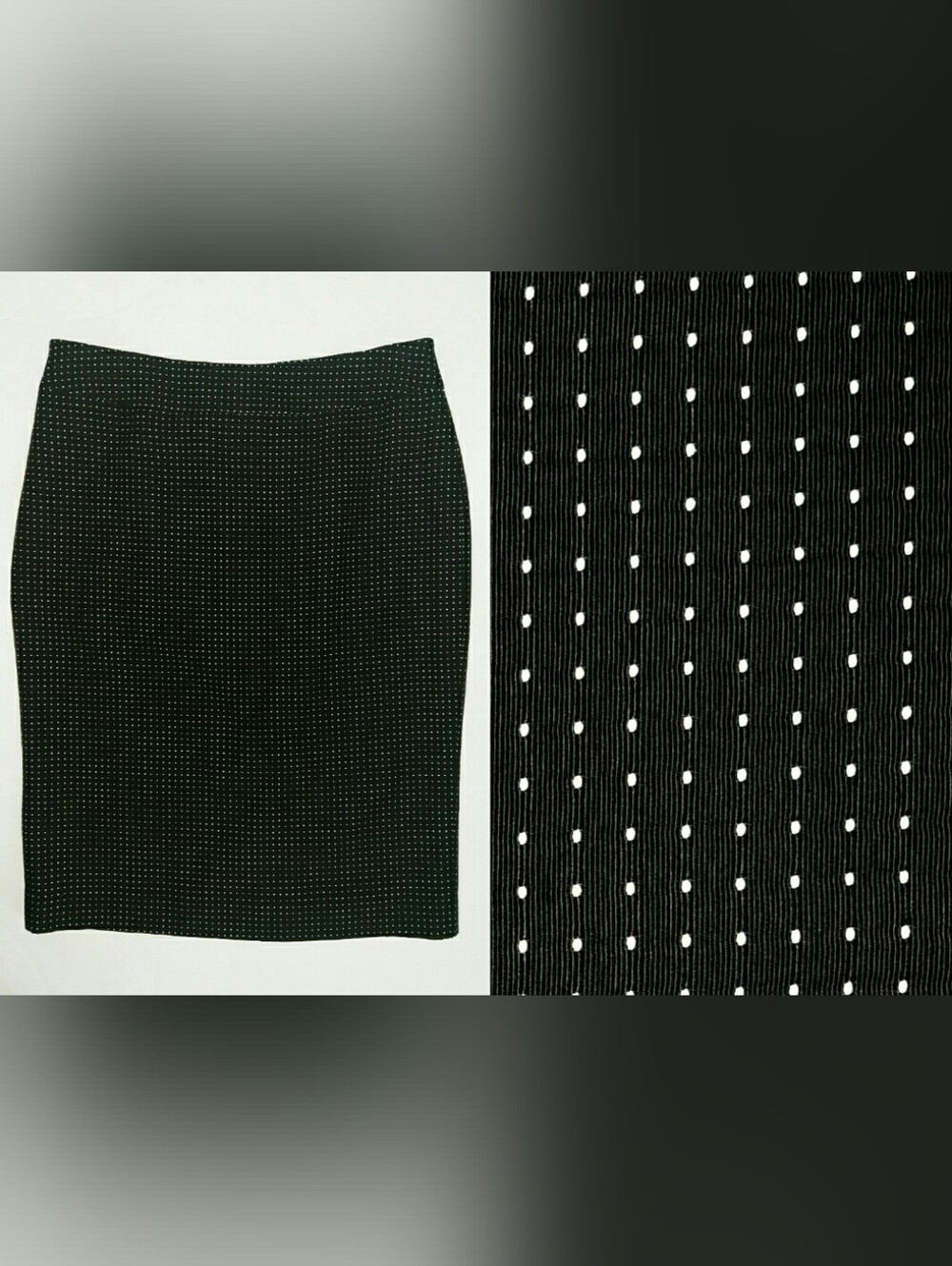 Armani Collezioni career Pencil Skirt,US 6 (IT42),lined,Black and White Pin Dots